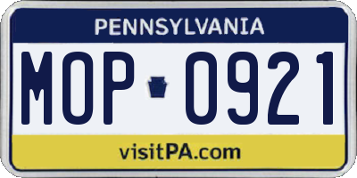 PA license plate MOP0921