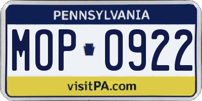 PA license plate MOP0922