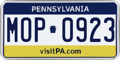 PA license plate MOP0923