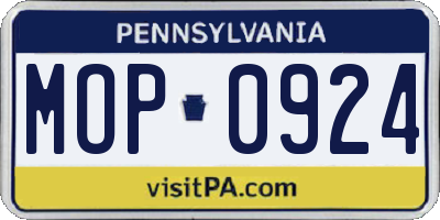 PA license plate MOP0924