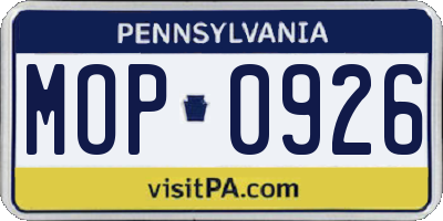 PA license plate MOP0926