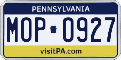 PA license plate MOP0927