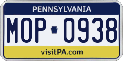 PA license plate MOP0938