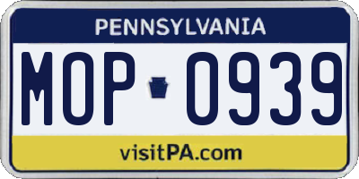 PA license plate MOP0939