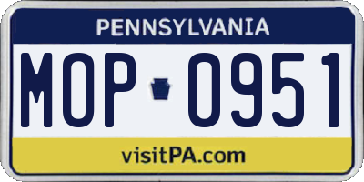 PA license plate MOP0951