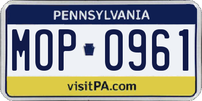 PA license plate MOP0961