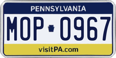 PA license plate MOP0967
