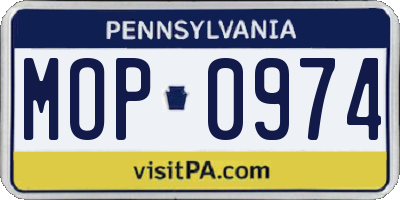 PA license plate MOP0974