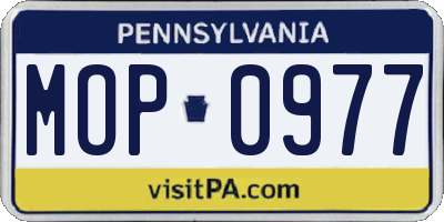 PA license plate MOP0977