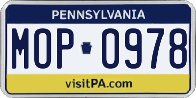 PA license plate MOP0978