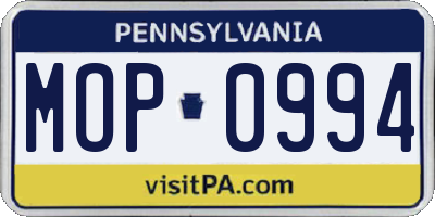 PA license plate MOP0994