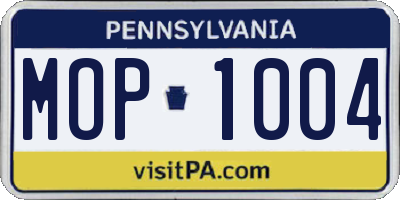 PA license plate MOP1004