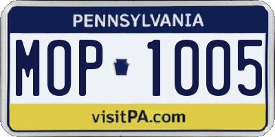 PA license plate MOP1005