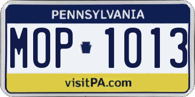 PA license plate MOP1013