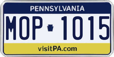 PA license plate MOP1015