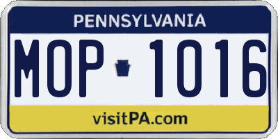 PA license plate MOP1016