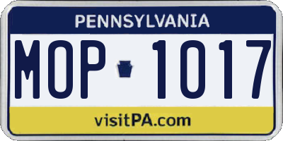PA license plate MOP1017