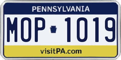 PA license plate MOP1019