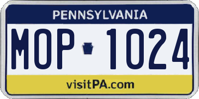 PA license plate MOP1024