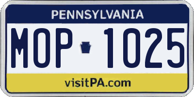 PA license plate MOP1025