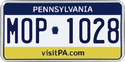PA license plate MOP1028