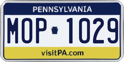PA license plate MOP1029