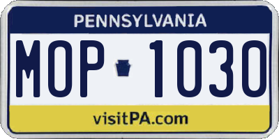 PA license plate MOP1030