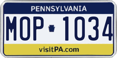 PA license plate MOP1034