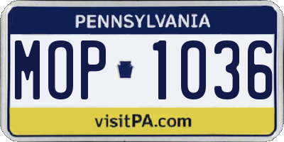PA license plate MOP1036