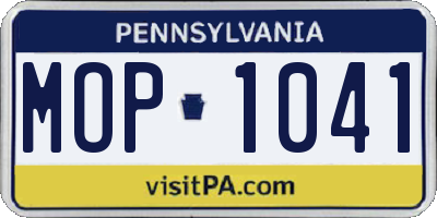 PA license plate MOP1041