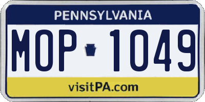 PA license plate MOP1049