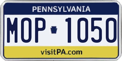 PA license plate MOP1050