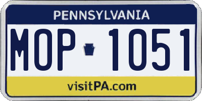 PA license plate MOP1051