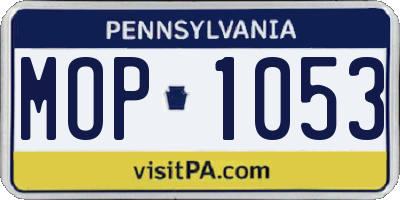PA license plate MOP1053