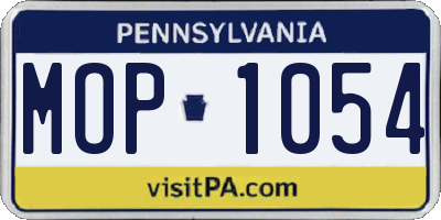 PA license plate MOP1054