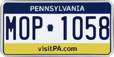 PA license plate MOP1058