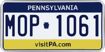 PA license plate MOP1061