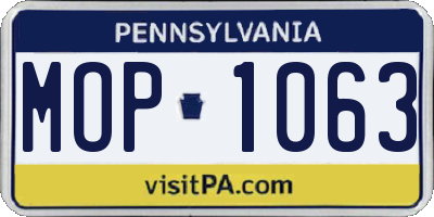 PA license plate MOP1063
