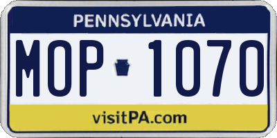 PA license plate MOP1070