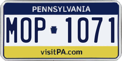 PA license plate MOP1071