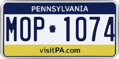 PA license plate MOP1074
