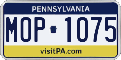 PA license plate MOP1075