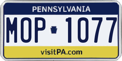 PA license plate MOP1077