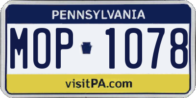 PA license plate MOP1078