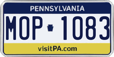 PA license plate MOP1083