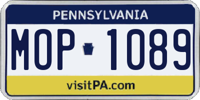 PA license plate MOP1089