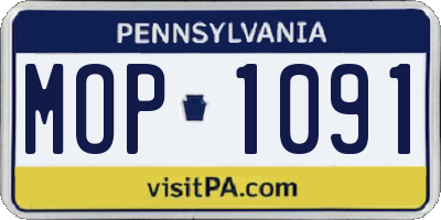 PA license plate MOP1091