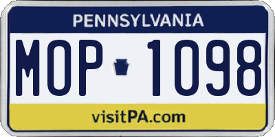 PA license plate MOP1098