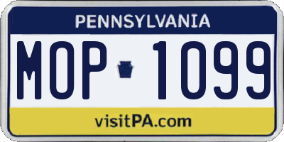 PA license plate MOP1099