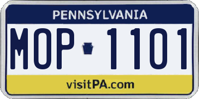 PA license plate MOP1101